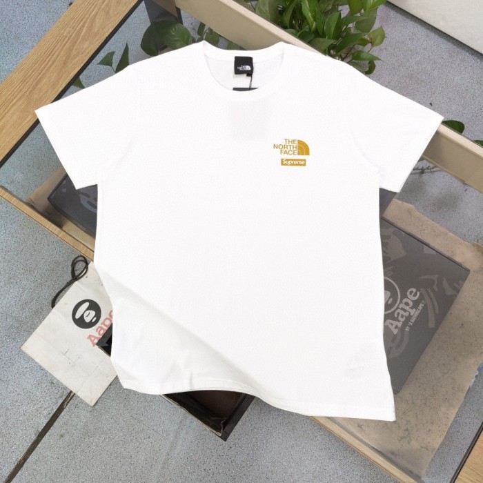 【限定】The North FaceXSupreme連名ロゴアルファベットプリントカジュアルカップル丸首半袖Tシャツ2色
