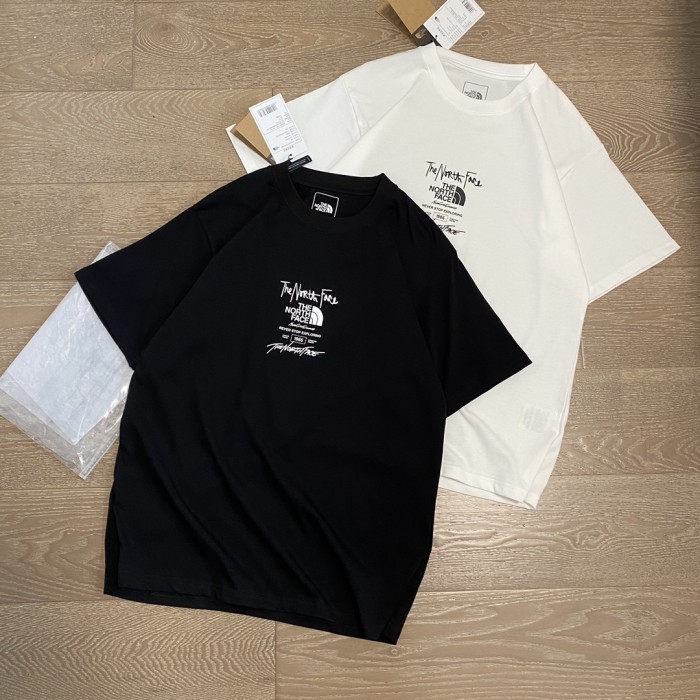 使い勝手良し ザノースフェイス コピーおすすめ 草書字目ロゴプリントコットンカジュアルショートTシャツ2色