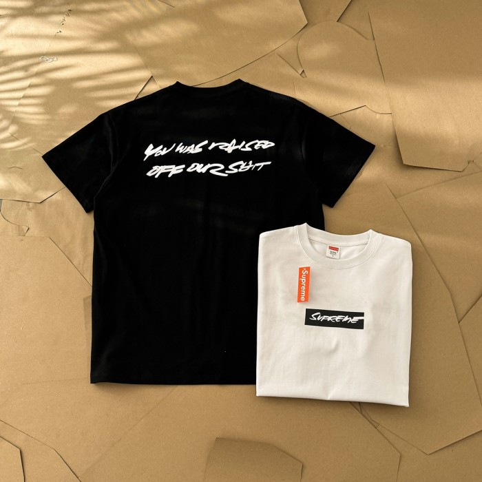 入手困難 シュプリーム 激安偽物 アルファベットロゴプリントラウンドネックカジュアル半袖Tシャツ2色