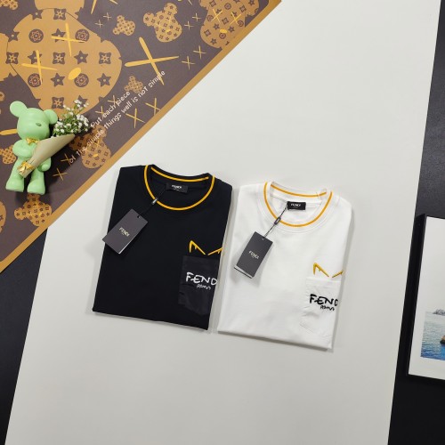 稀少 フェンディ スーパーコピー 小さな怪獣ポケット刺繍カジュアル丸首半袖Tシャツ