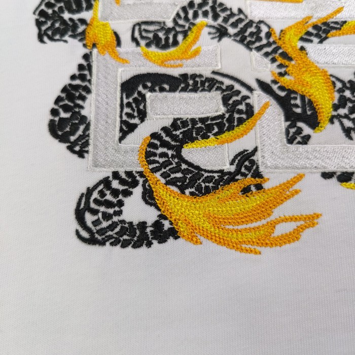 ★超人気 フェンディ コピー 刺繍竜騰模様ロゴ刺繍カジュアルカップルゆったり半袖Tシャツ2色