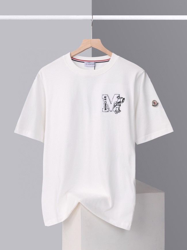 【限定】モンクレール コピー 2024春夏ベーシックMアルファベット斑点犬タオル刺繍ラウンドネック半袖Tシャツ