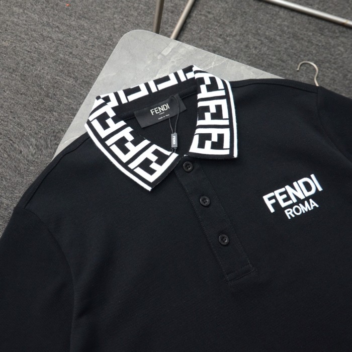 ★超人気 フェンディ スーパーコピー 刺繍ポロシャツカジュアル半袖Tシャツ
