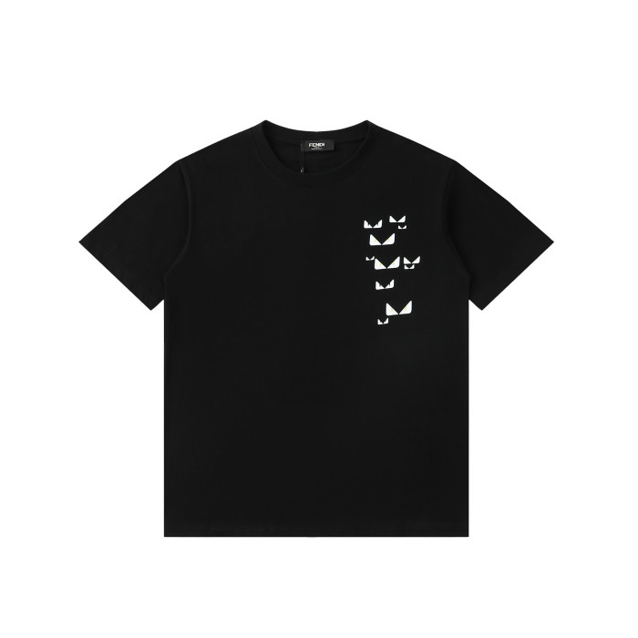 一目惚れ♪ フェンディ 偽物通販2024 SS夏の小さな目の大きなロゴラウンドネック半袖Tシャツ-2色