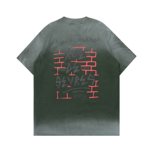 日本未入荷 バレンシアガ スーパーコピー レインプリントグラデーションカジュアル丸首半袖Tシャツ