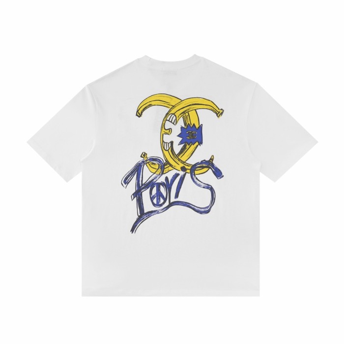 日本未入荷 シャネル 激安偽物 2024 SSバナナ手描き柄半袖Tシャツ