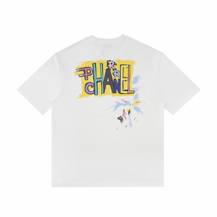 使い勝手良しシャネル スーパーコピー 2024 SSカラーインキ柄半袖Tシャツ
