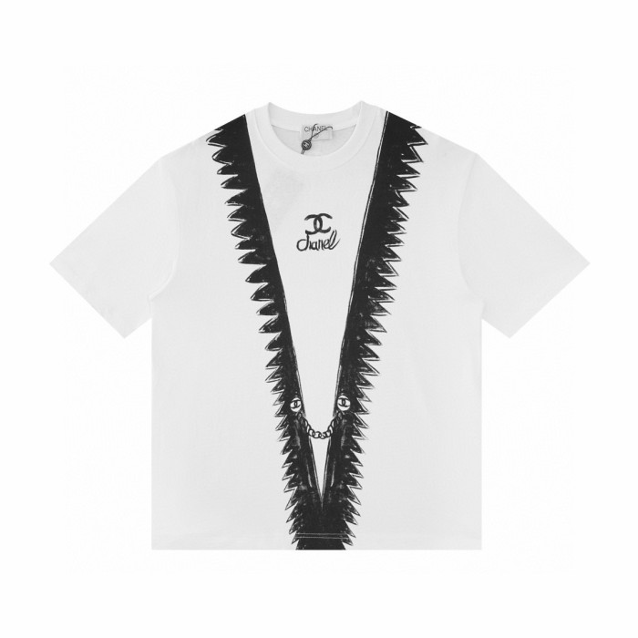 一目惚れ♪ シャネル コピーおすすめ アルファベットロゴプリントペアルッククルーネック半袖Tシャツ2色