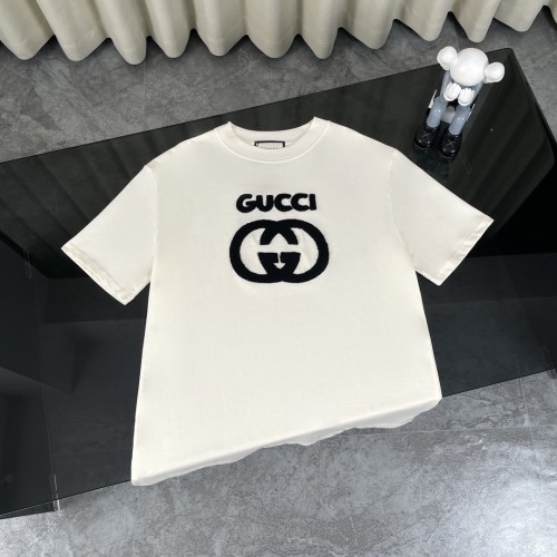 追跡付 グッチ 激安偽物 定番タオルアルファベット刺繍半袖Tシャツ