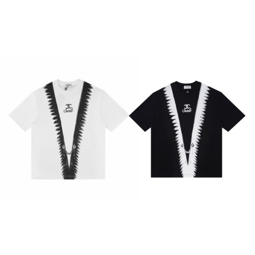 一目惚れ♪ シャネル コピーおすすめ アルファベットロゴプリントペアルッククルーネック半袖Tシャツ2色