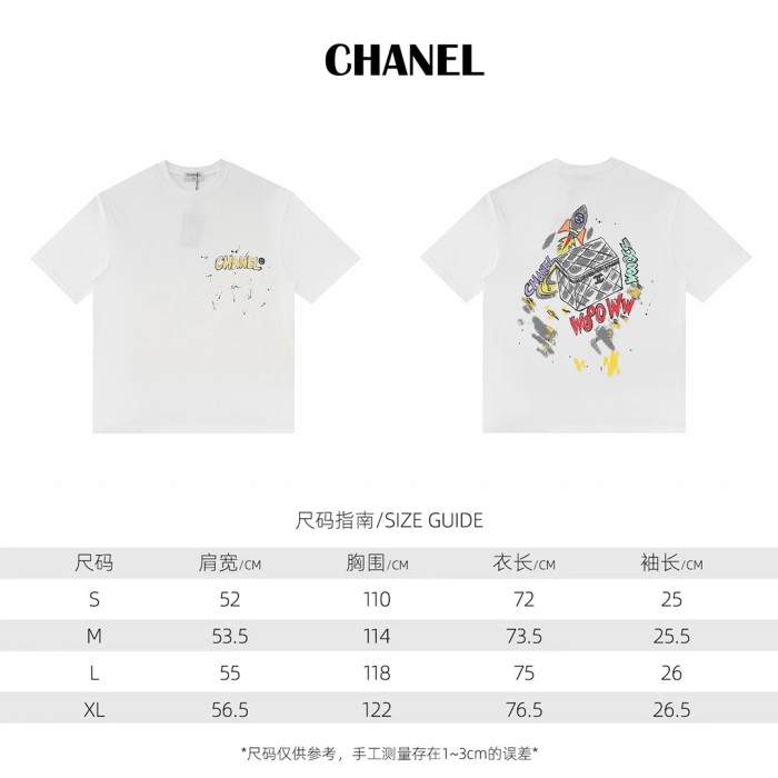 【限定】シャネル n級品 2024ロケットボックスバッグロゴ落書き半袖Tシャツ