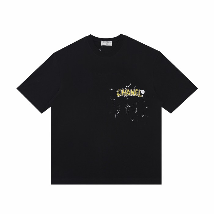 稀少 シャネル スーパーコピー 2024ロケットボックスバッグロゴ落書き半袖Tシャツ