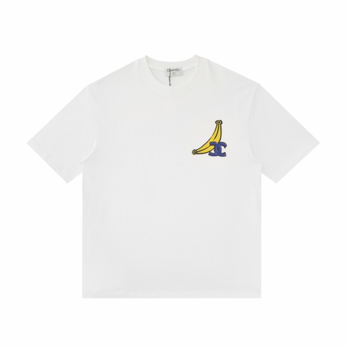 日本未入荷 シャネル 激安偽物 2024 SSバナナ手描き柄半袖Tシャツ