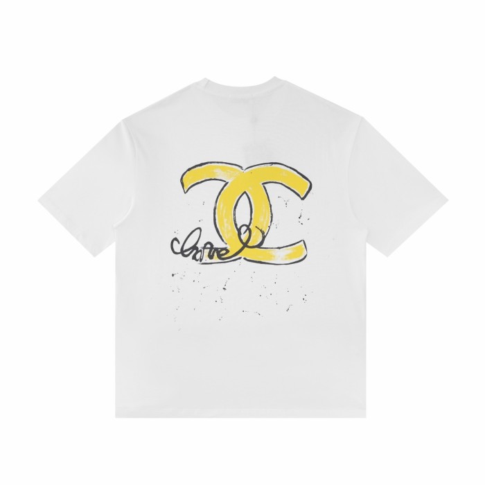 新作 シャネル 激安通販 2024 SSカラーフリンジダブルリングプリント半袖Tシャツ