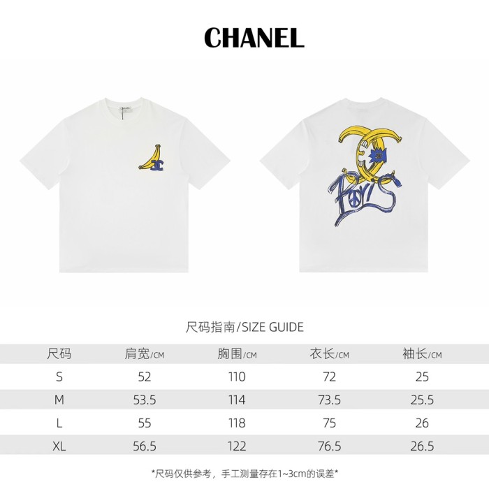日本未入荷 シャネル 激安偽物 2024 SSバナナ手描き柄半袖Tシャツ