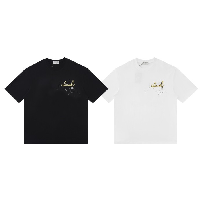 新作 シャネル 激安通販 2024 SSカラーフリンジダブルリングプリント半袖Tシャツ