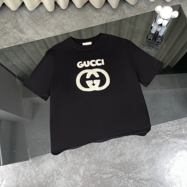 新作 グッチ コピーおすすめ 定番タオルアルファベット刺繍半袖Tシャツ
