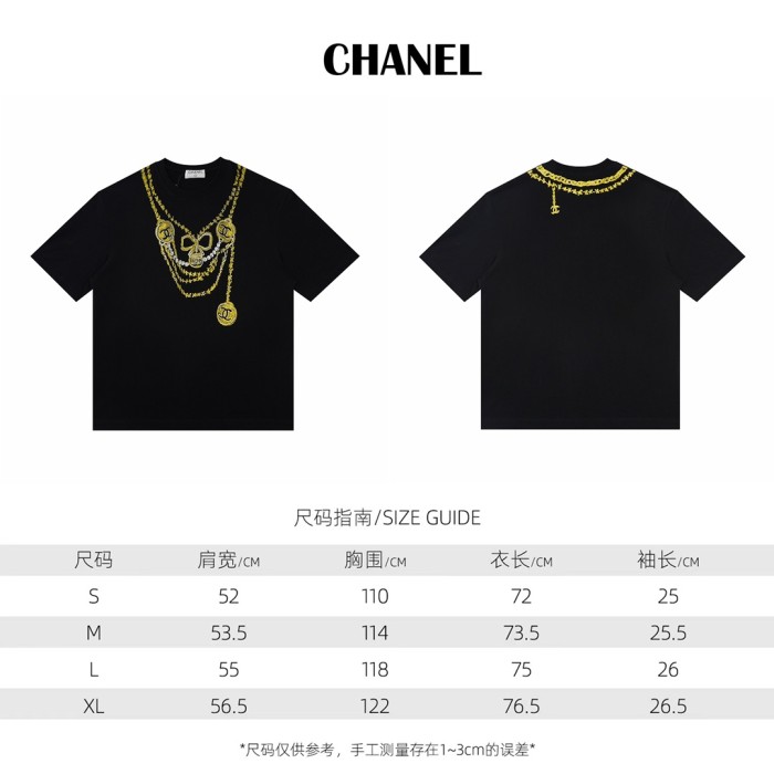 【話題商品！】 シャネル コピーおすすめ 2024 SSスカルネックレス柄半袖Tシャツ