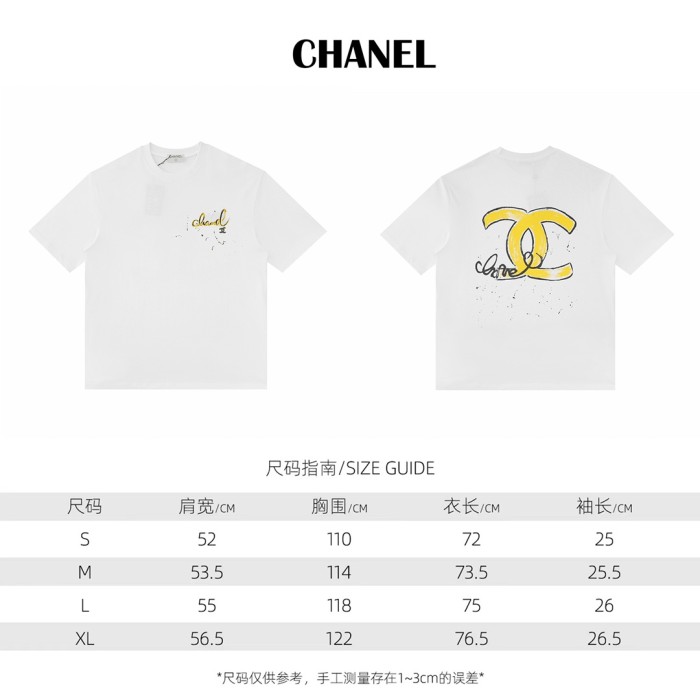 新作 シャネル 激安通販 2024 SSカラーフリンジダブルリングプリント半袖Tシャツ