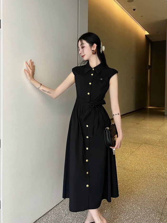 日本未入荷 セリーヌ 激安偽物 24 SS夏の新作プリーツスリーブワンピース2色