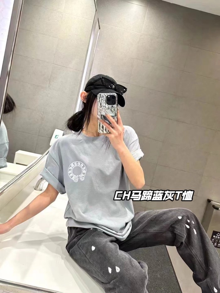 新作 クロムハーツ n級品 ブルーグレーのミラージュプリントTシャツ