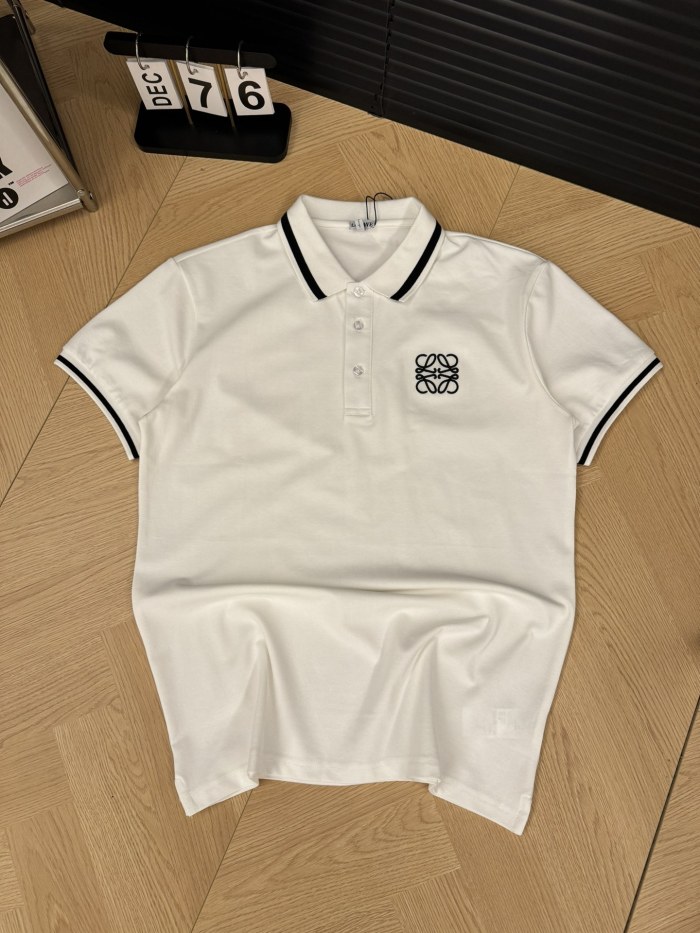 稀少 ロエベ 激安通販 ロゴ刺繍プリントPOLOカップル半袖2色