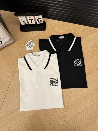 稀少 ロエベ 激安通販 ロゴ刺繍プリントPOLOカップル半袖2色