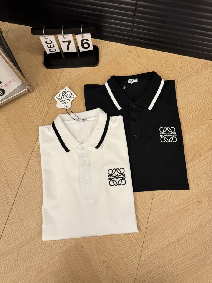 稀少 ロエベ 激安通販 ロゴ刺繍プリントPOLOカップル半袖2色