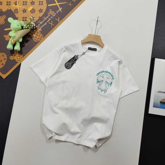 入手困難 クロムハーツ コピーおすすめ 夏の新作クロス刺繍カジュアル丸首半袖Tシャツ2色