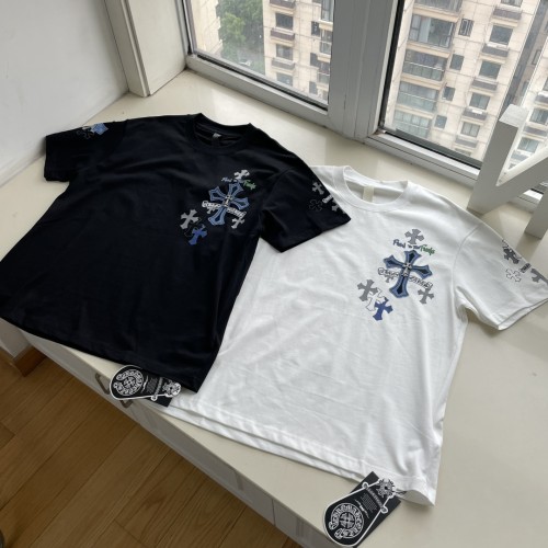 【話題商品！】クロムハーツ 激安通販 の皮貼り十字架の鉄のマイクロロゴTシャツ
