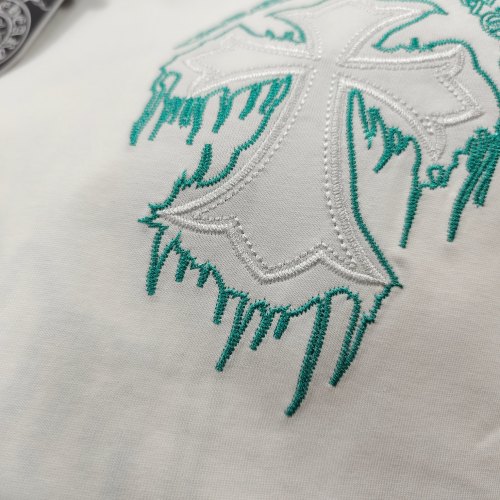 入手困難 クロムハーツ コピーおすすめ 夏の新作クロス刺繍カジュアル丸首半袖Tシャツ2色