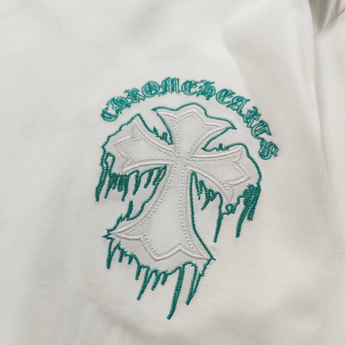 入手困難 クロムハーツ コピーおすすめ 夏の新作クロス刺繍カジュアル丸首半袖Tシャツ2色