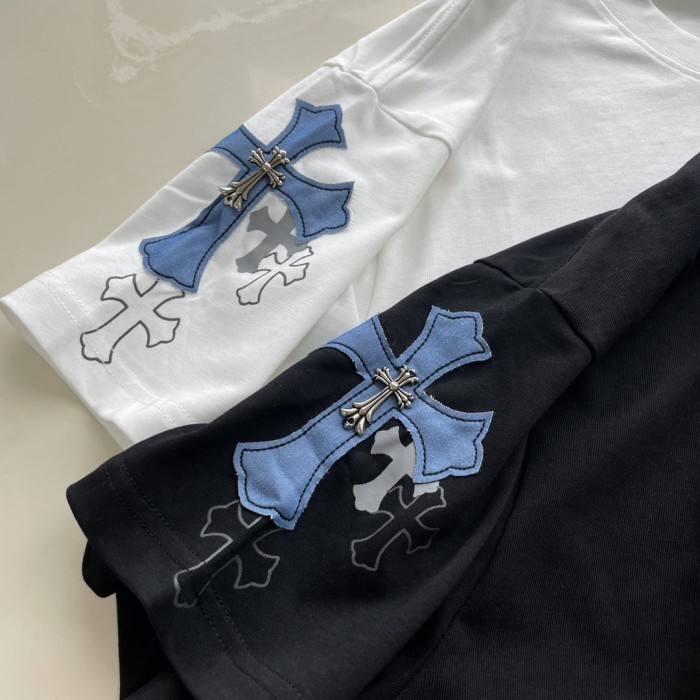 【話題商品！】クロムハーツ 激安通販 の皮貼り十字架の鉄のマイクロロゴTシャツ