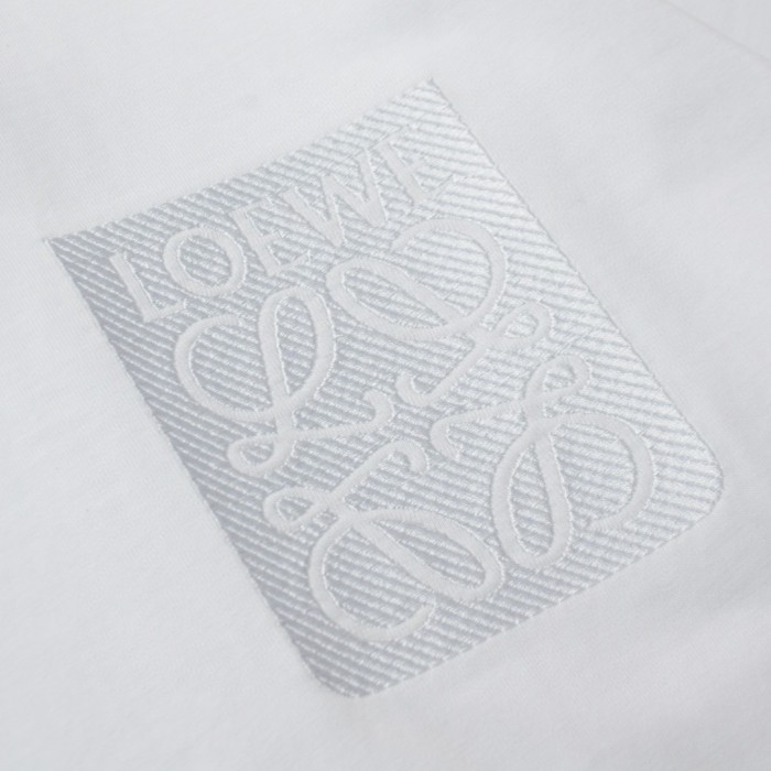 超話題! ロエベ 激安偽物 フェイクポケットバイカラー刺繍ロゴカジュアル丸首半袖Tシャツ