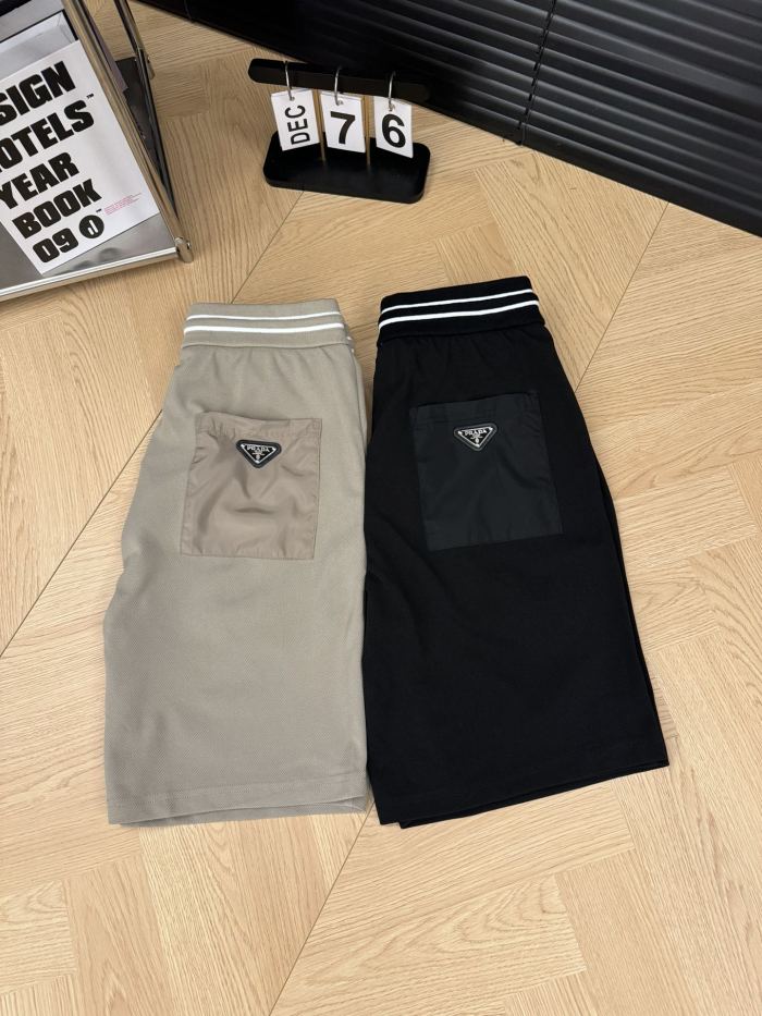 ★超人気 プラダ 激安偽物トップエディション夏のシンプルバックポケット三角ロゴペアルックショーツ2色