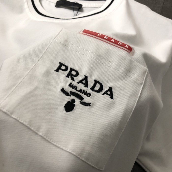 【限定】プラダ コピー 2024新作ロゴ刺繍半袖Tシャツ