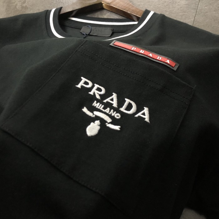 稀少 プラダ 激安通販 2024新作ロゴ刺繍半袖Tシャツ