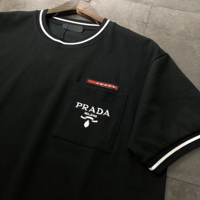 稀少 プラダ 激安通販 2024新作ロゴ刺繍半袖Tシャツ