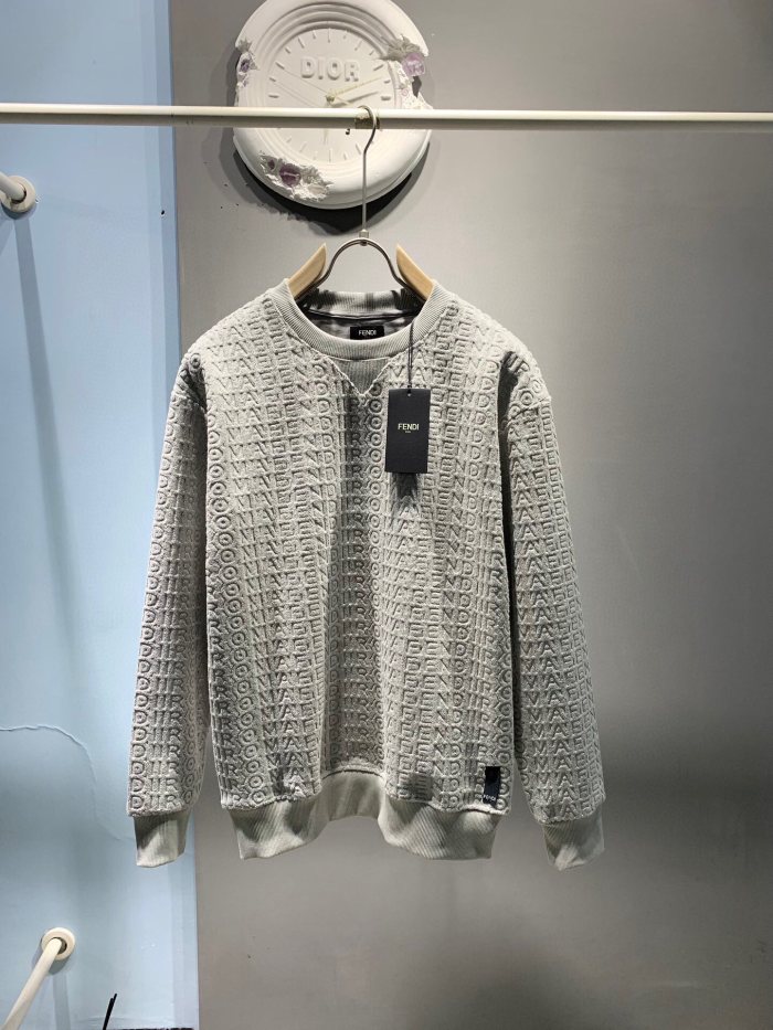 追跡付 フェンディ n級品 2024秋冬ジャカード複合パイルパーカーラウンドネックボトム