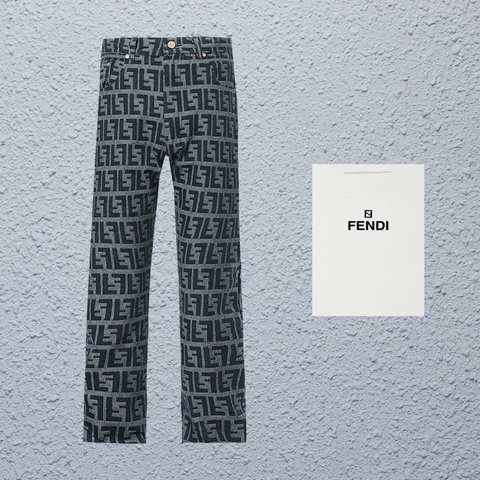 超奇跡の入荷☆ フェンディ 偽物通販 Fendiフルプリント水洗いデニムパンツ