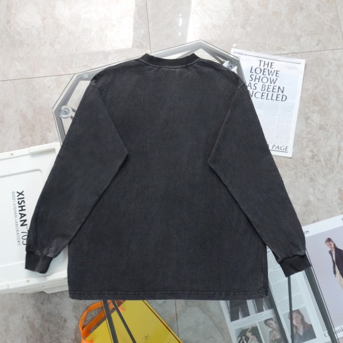 ★超人気 バレンシアガ 偽物通販 Balenciaga水洗いシリアルBB刺繍長袖パーカーTシャツ