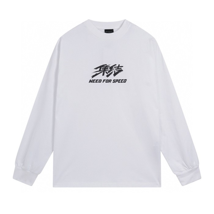 ★超人気 バレンシアガ コピー 2024 SS最新3 Mアルファベットプリント手描き落書き長袖Tシャツ