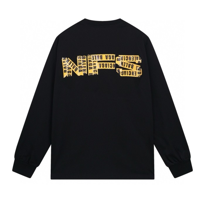 高品質 バレンシアガ 激安通販 2024 SS最新3 Mアルファベットプリント手描き落書き長袖Tシャツ
