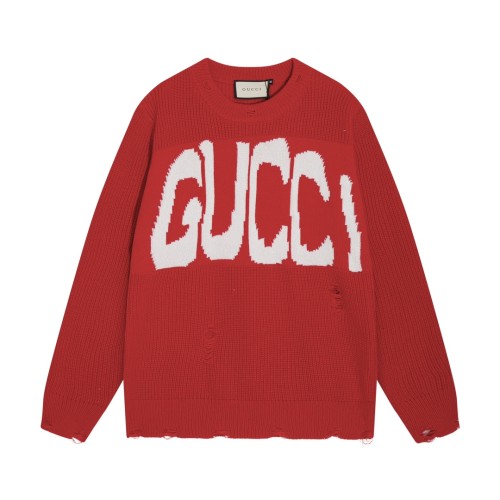 新作 グッチ n級品 前後アルファベットロゴラウンドネックウールニットセーター