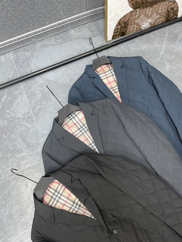 ★超人気 バーバリー n級品 24新作メンズ軽量贅沢菱形キルティングコットン裏地スーツコットンコート