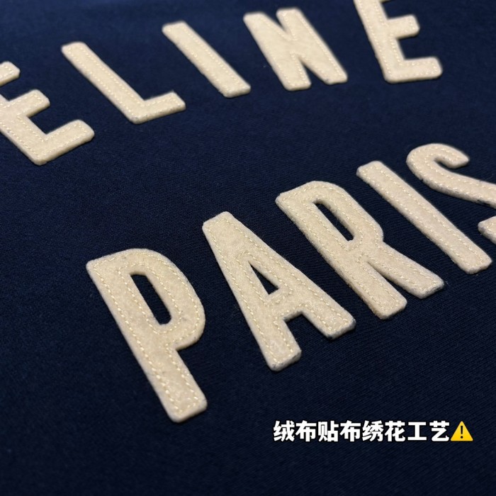 新作 セリーヌ コピー アルファベットロゴ刺繍ラウンドネックの衛衣