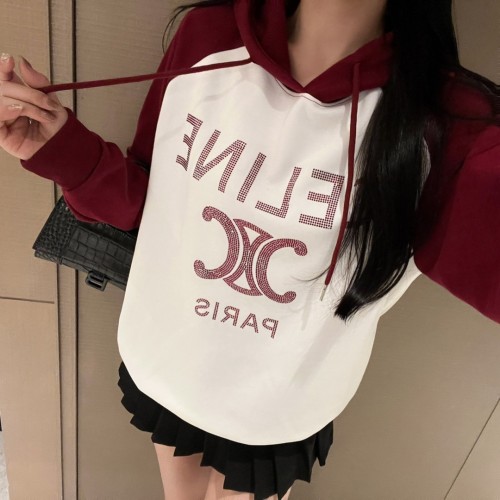 ★超人気 セリーヌ n級品 重工業ドリル文字連帽衛衣