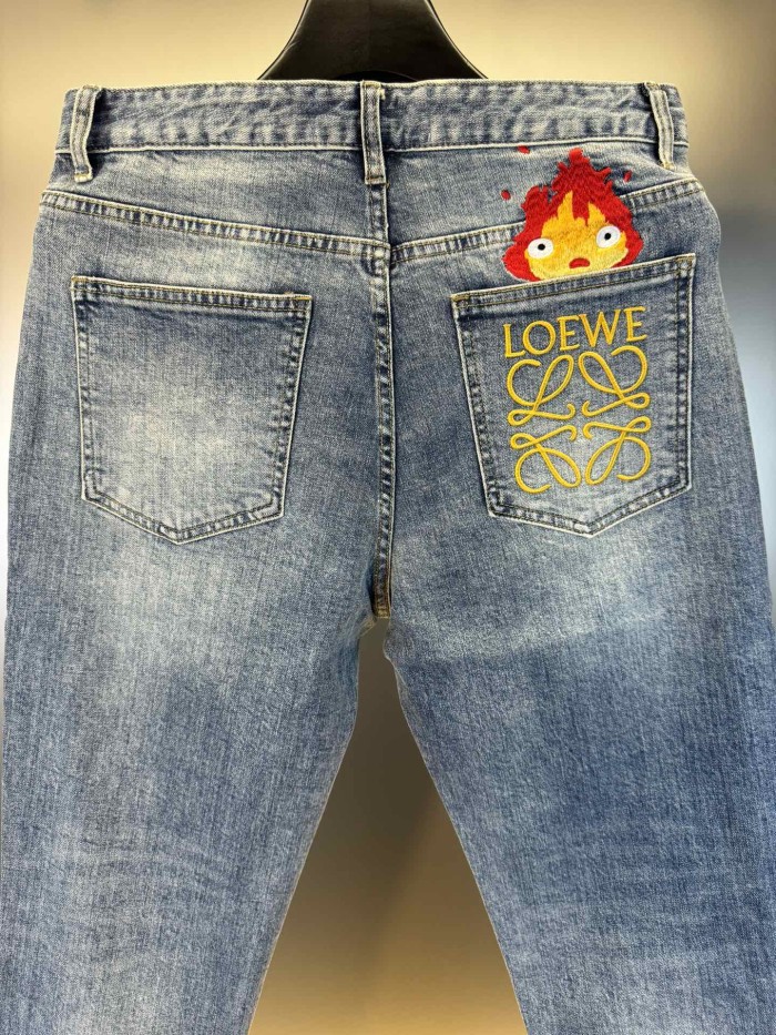 一目惚れ♪ ロエベ 偽物通販 24 ssアルファベット刺繍コーナー同期新品重工業水洗ジーンズ