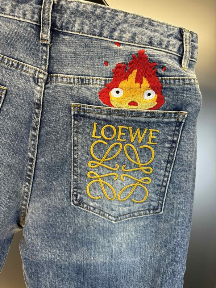 一目惚れ♪ ロエベ 偽物通販 24 ssアルファベット刺繍コーナー同期新品重工業水洗ジーンズ