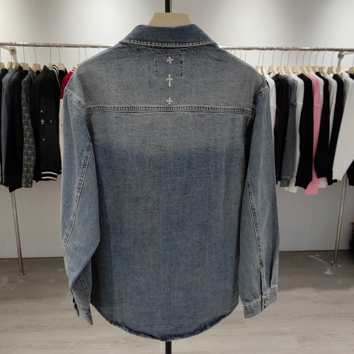 大人気 クロムハーツ 激安偽物 24 F/wスタッズ付き重金属クロスデニムシャツジャケット